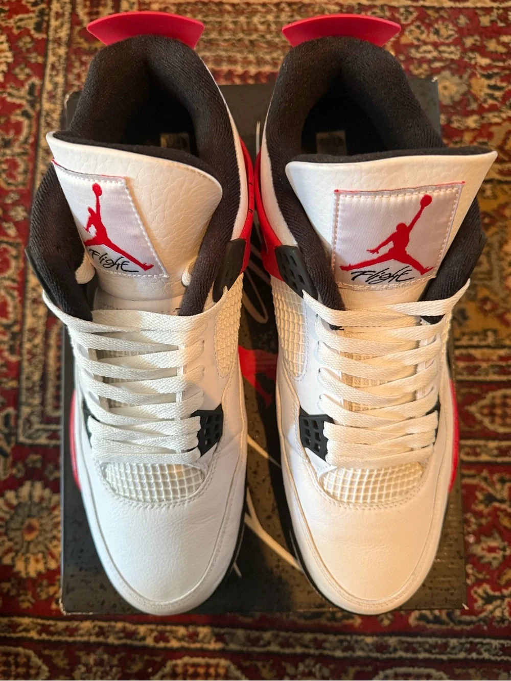 Jordan 4 Retro Red Cement - Mens Sneakers - White, Red, Black